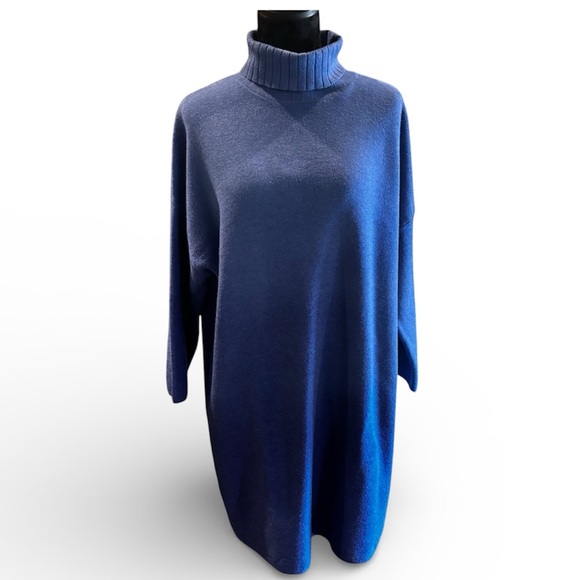 Tuckernuck Pomander Place Vivianne Turtleneck Dress in Blue,XL,Everyday Throw On - Picture 2 of 14